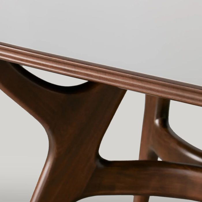 Ambra Inset Glass Top Rectangle Dining Table Modern Wood Italian Design Dining Table - Image 4