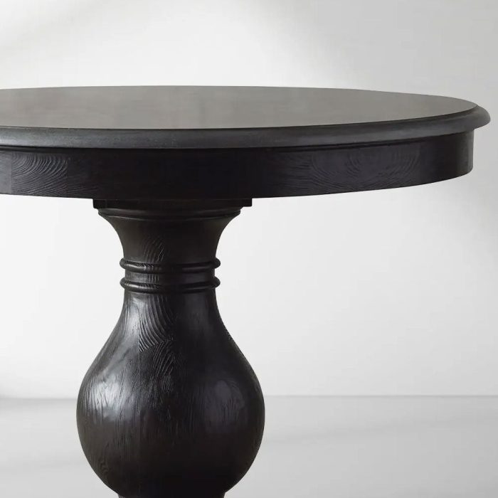 Luca Round Natural Stone Tabletop Dining Table With Pine Base - Image 3