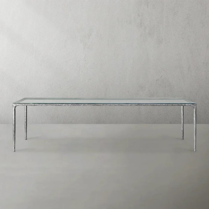 Thaddeus Metal Glass Rectangular Dining Table Hand-Forged Kitchen Table - Image 3