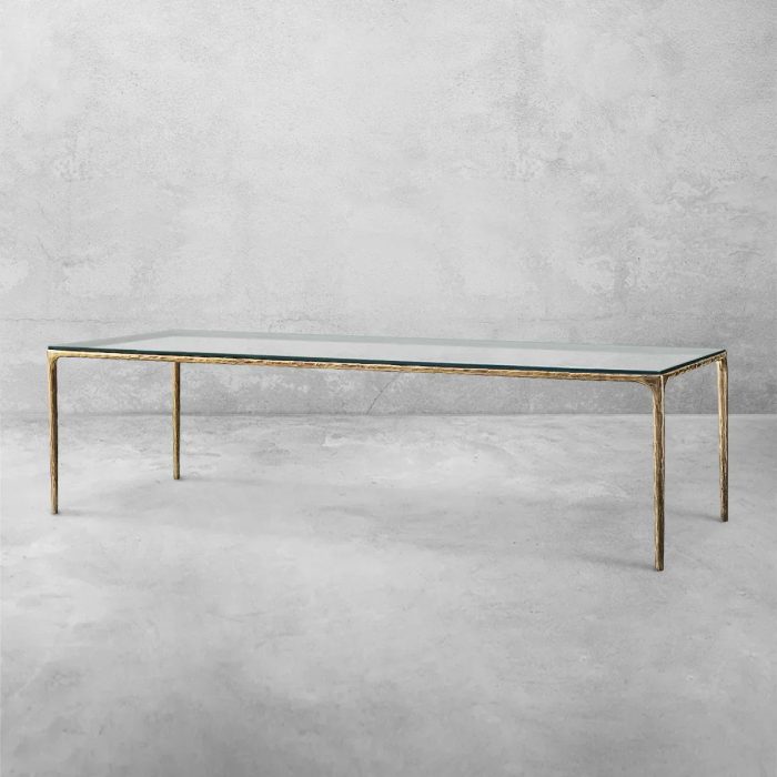 Thaddeus Metal Glass Rectangular Dining Table Hand-Forged Kitchen Table - Image 7