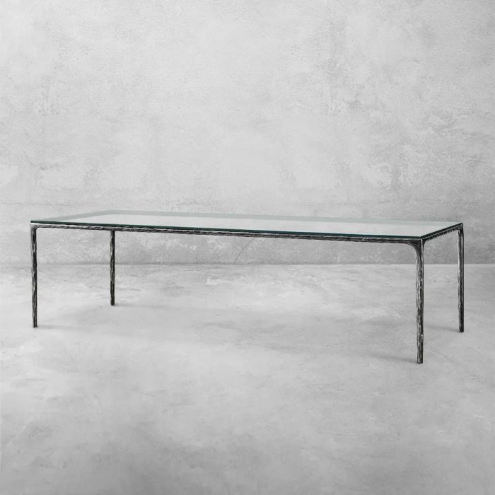 Thaddeus Metal Glass Rectangular Dining Table Hand-Forged Kitchen Table - Image 8