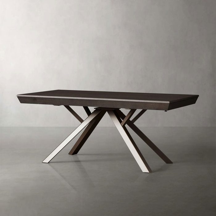 Powell Dual Expandable Wood Dining Table with Steel Base - Image 3