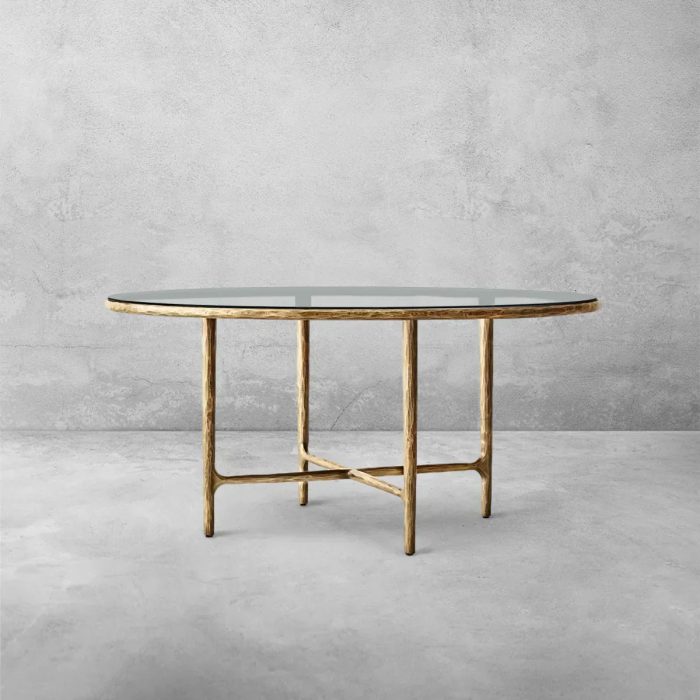 Thaddeus Metal Glass Round Dining Table Hand-Forged Kitchen Table - Image 7