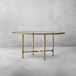 Thaddeus Metal Glass Round Dining Table Hand-Forged Kitchen Table