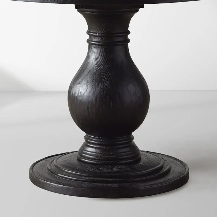 Luca Round Natural Stone Tabletop Dining Table With Pine Base - Image 2