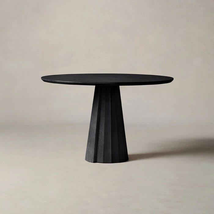 Brank White Oak Wood Round Dining Table With Cone Base - Image 7