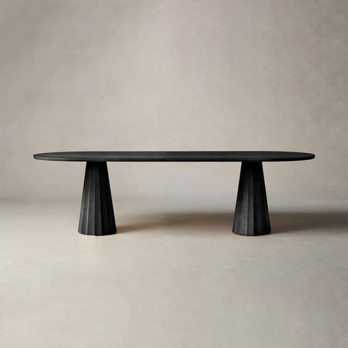 Brank Wood Oval Dining Table With Faceted Cone Base - Image 7