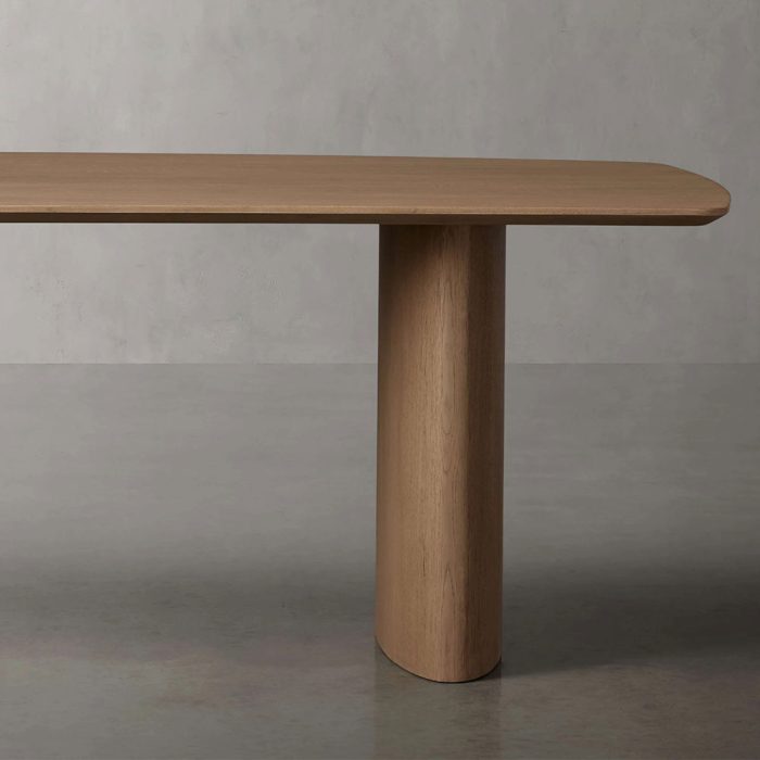 Theo Curved Oak Wood Dining Table with Sculptural Base - Image 4