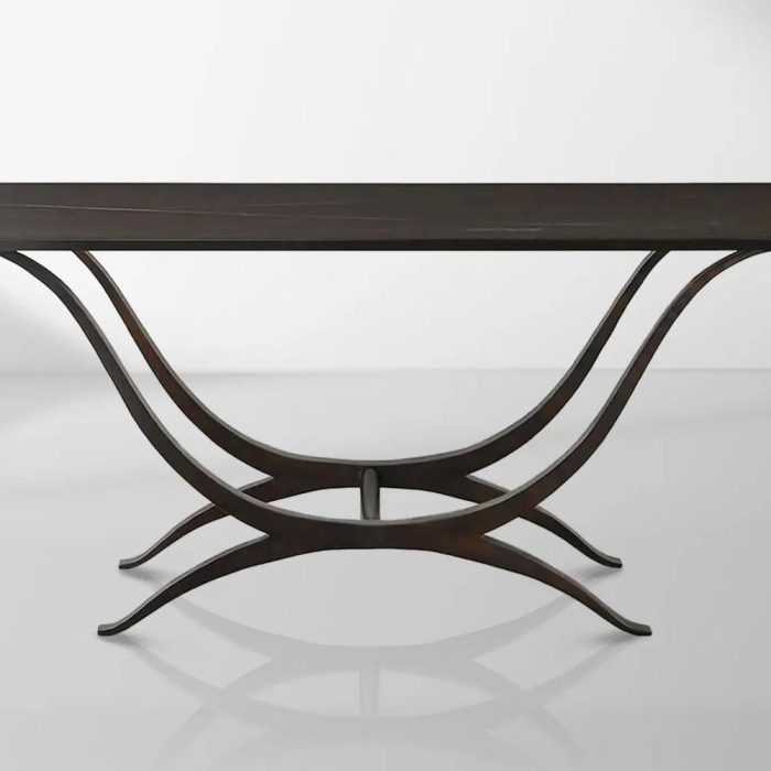 Chorda Rectangular Dining Table 84" Stoneware Tabletop Dining Table with Iron Base - Image 6