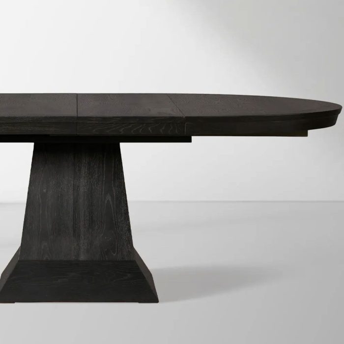 Leighton Extension Dining Table Wood Round Rural Dining Table with Leaves - Image 9