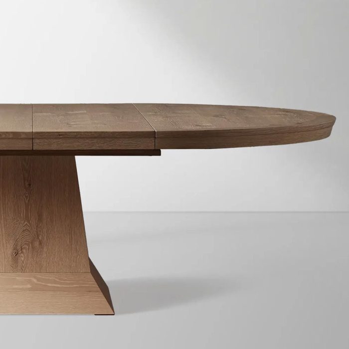 Leighton Extension Dining Table Wood Round Rural Dining Table with Leaves - Image 4